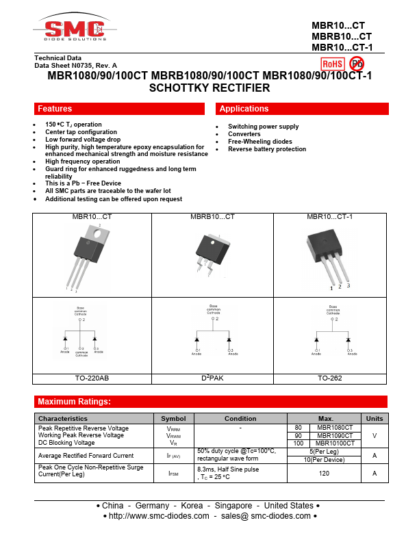 MBRB1080CT SANGDEST MICROELECTRONICS