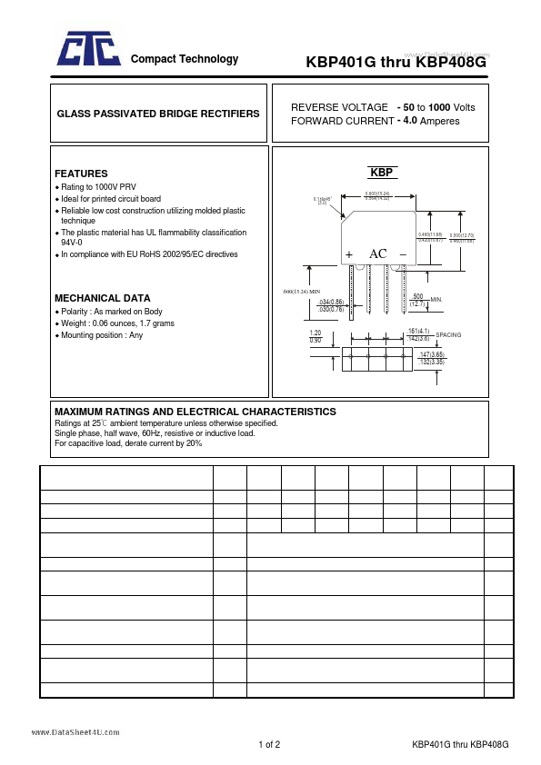 KBP404G Compact Technology