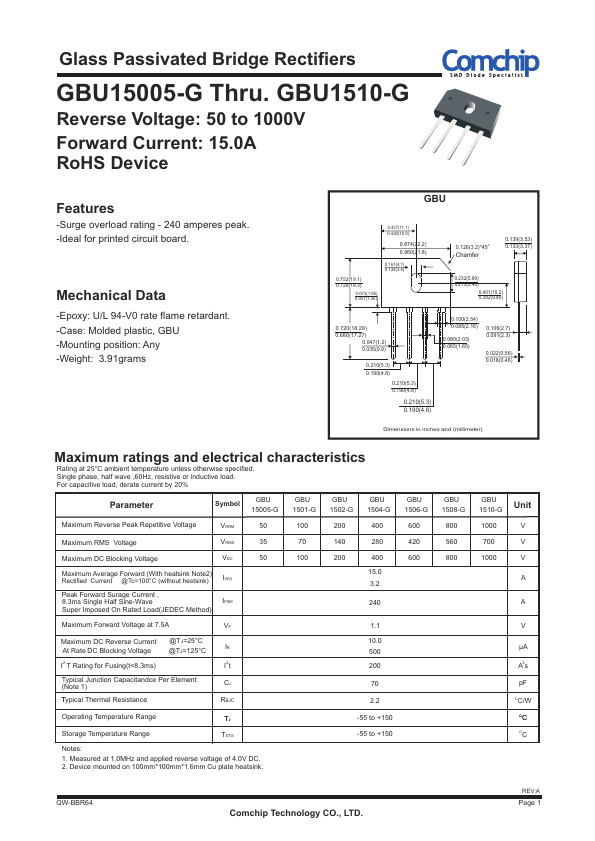 GBU15005-G Comchip Technology