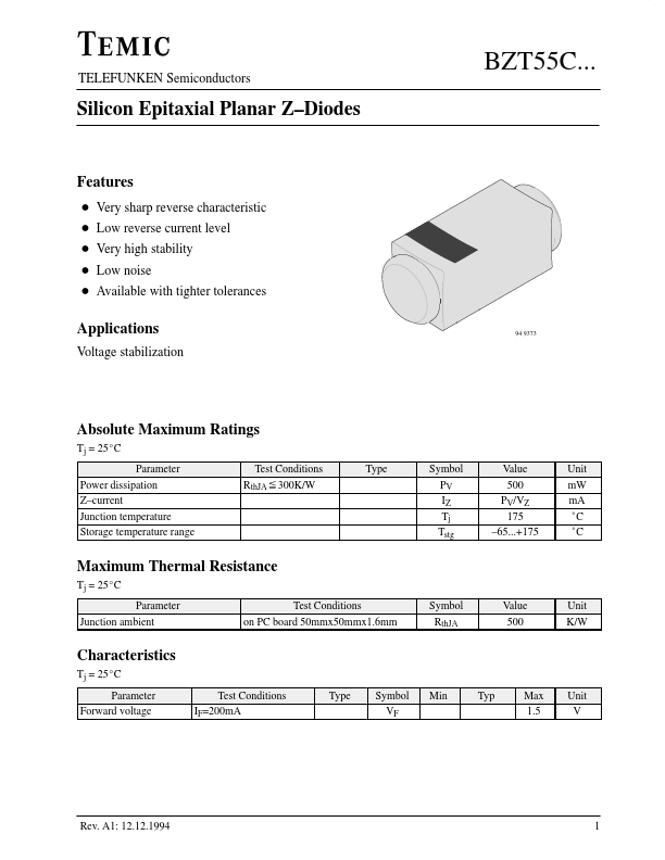 BZT55C5V1 TEMIC Semiconductors