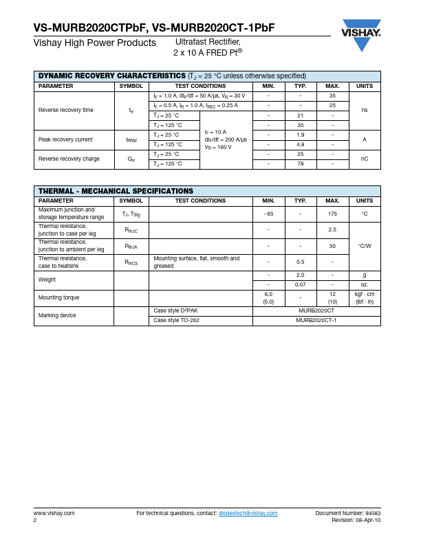 VS-MURB2020CTPbF