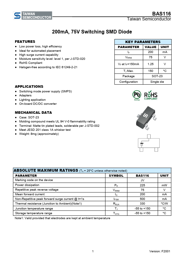 BAS116 Taiwan Semiconductor