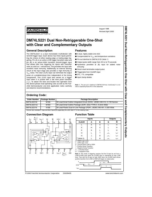DM74LS221 Fairchild Semiconductor