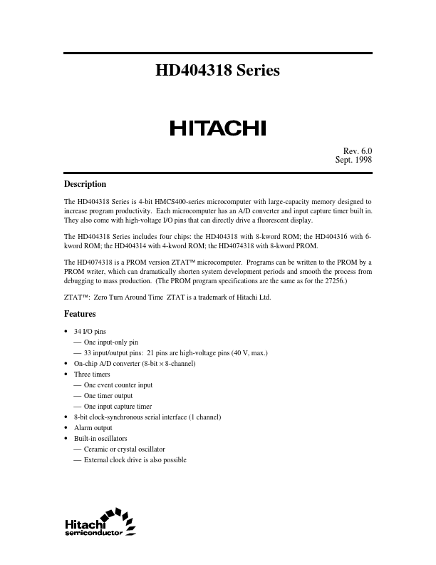 HD404316H Hitachi Semiconductor