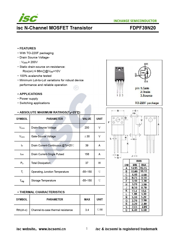 FDPF39N20