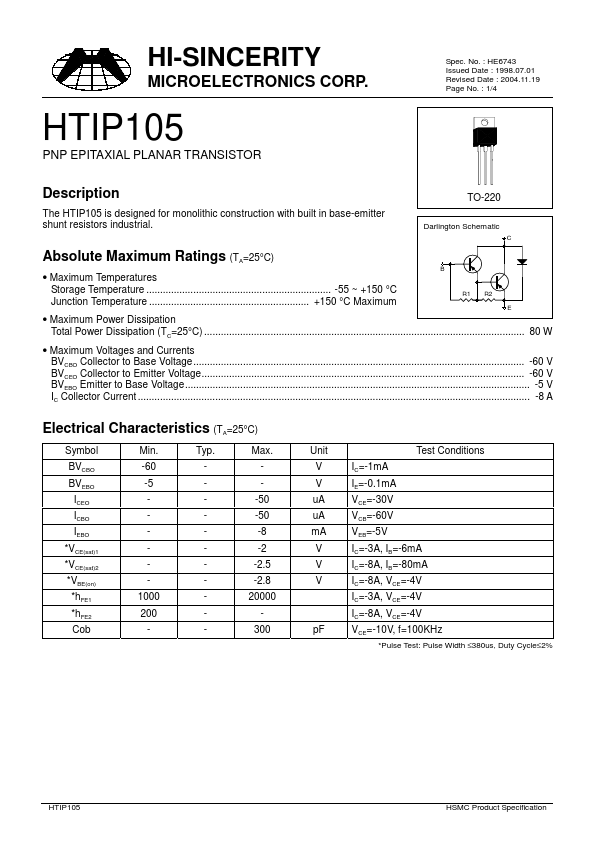 <?=HTIP105?> डेटा पत्रक पीडीएफ