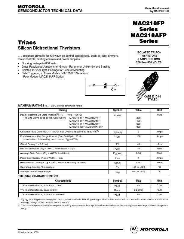 MAC218-8FP Motorola