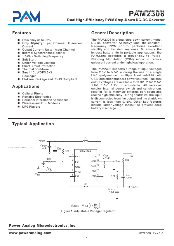 PAM2308 Power Analog Micoelectronics