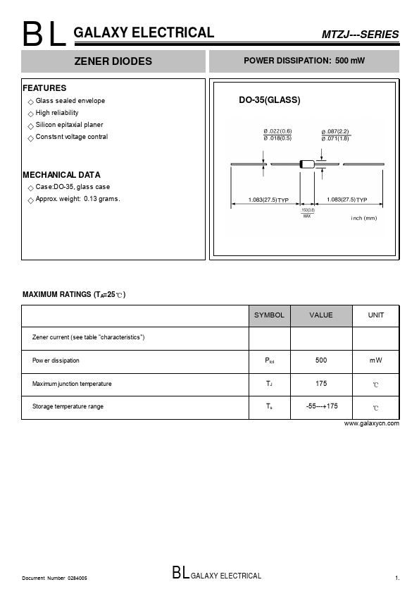 MTZJ3.6 BL GALAXY ELECTRICAL