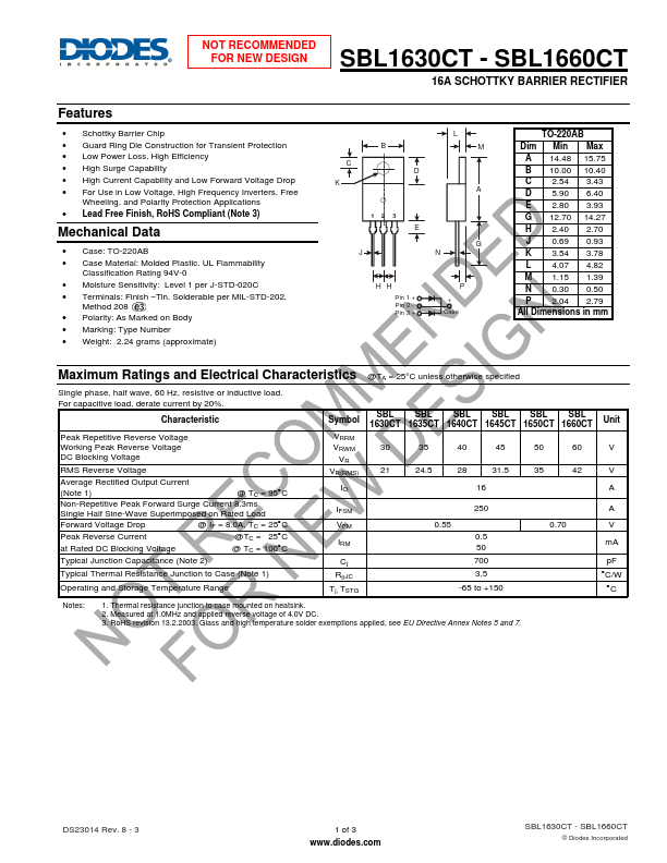 SBL1640CT Diodes