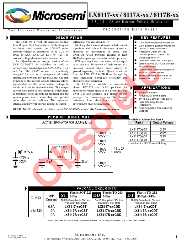 LX8117-05CDD Microsemi Corporation