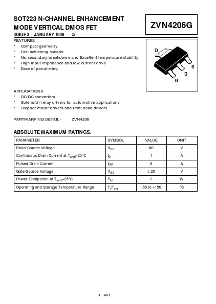 ZVN4206G Zetex Semiconductors