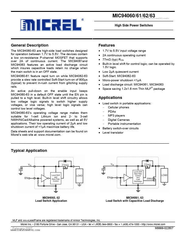 MIC94063 Micrel Semiconductor