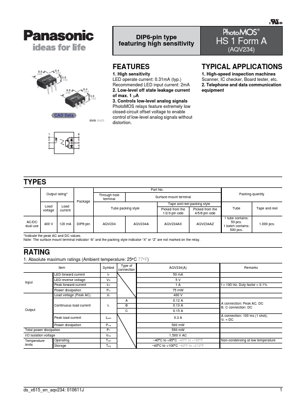 AQV234A Panasonic