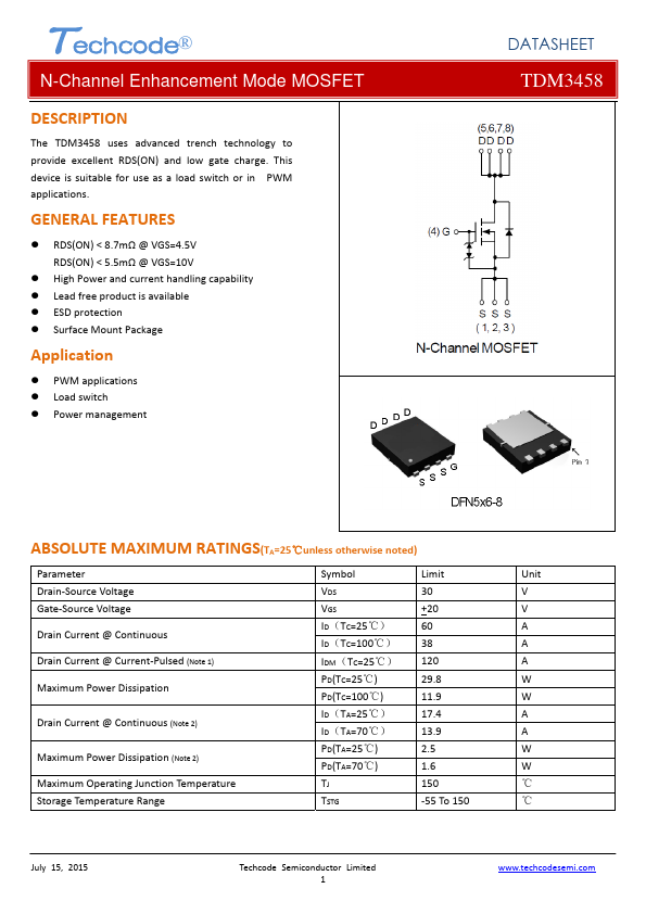 <?=TDM3458?> डेटा पत्रक पीडीएफ