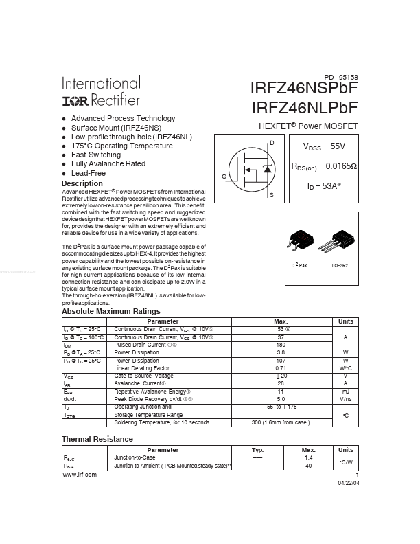 IRFZ46NLPbF International Rectifier