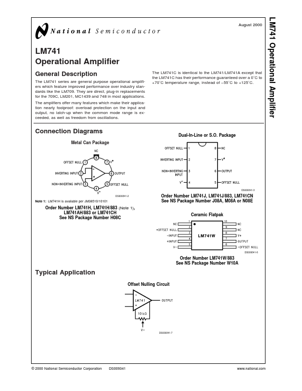 LM741CH National Semiconductor