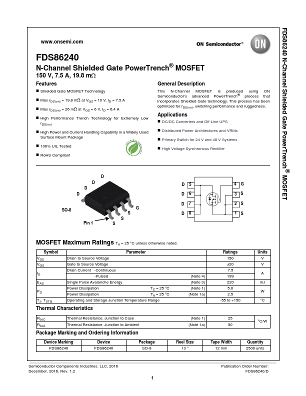 FDS86240 Fairchild Semiconductor