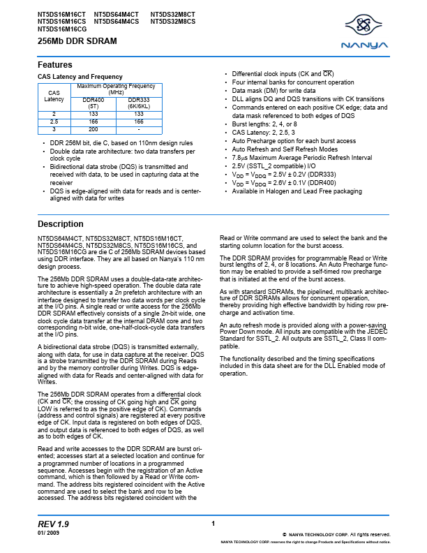 NT5DS16M16CS Nanya Techology