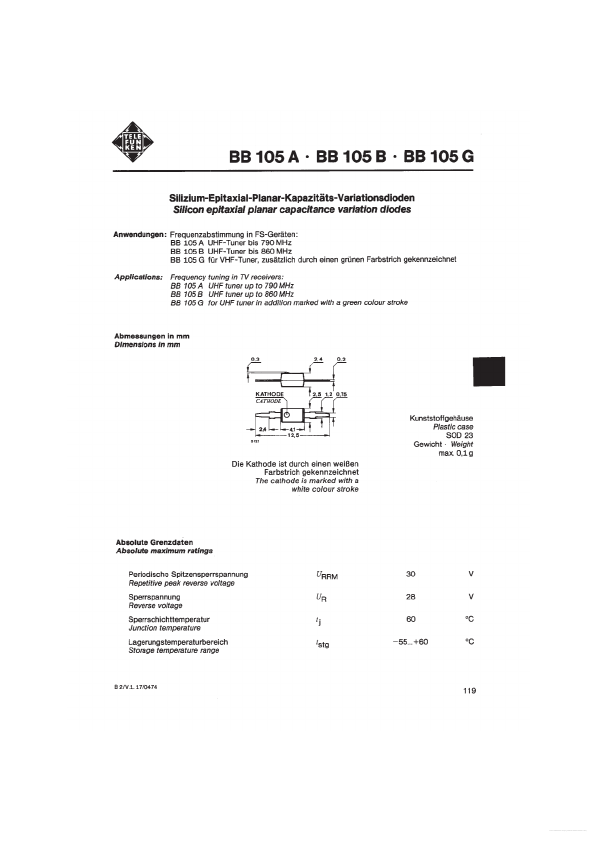 <?=BB105A?> डेटा पत्रक पीडीएफ