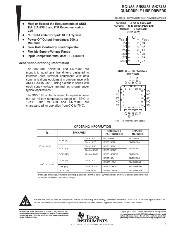 MC1488 Texas Instruments