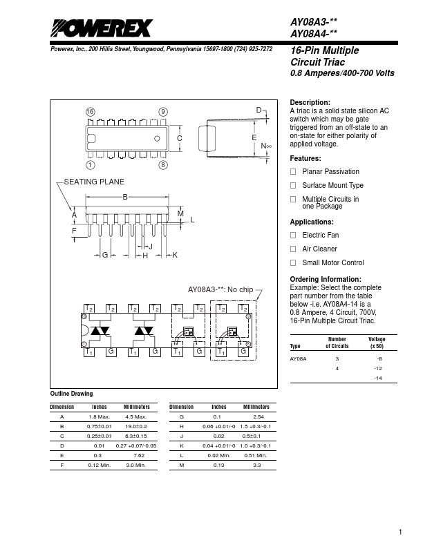 AY08A4-14 Powerex Power Semiconductors