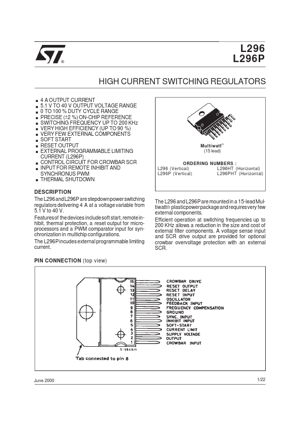 L296 Datasheet Stmicroelectronics