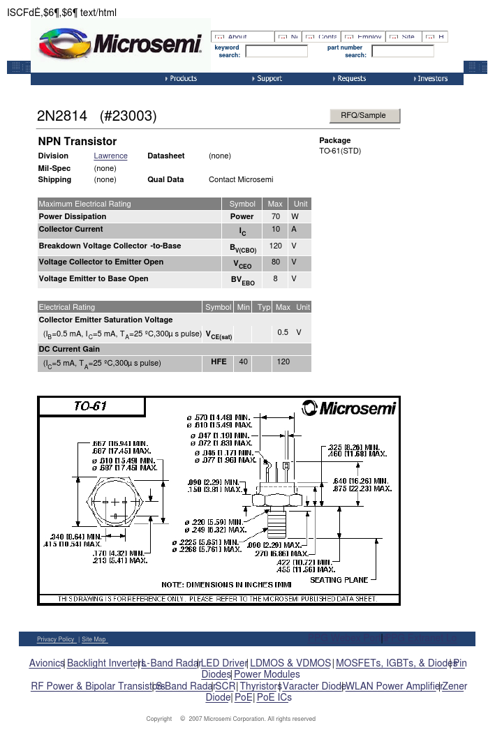 2N2814 Microsemi