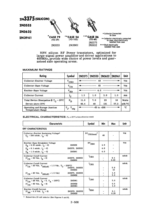 2N3961 Motorola