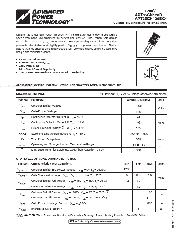 APT35GN120BG Advanced Power Technology