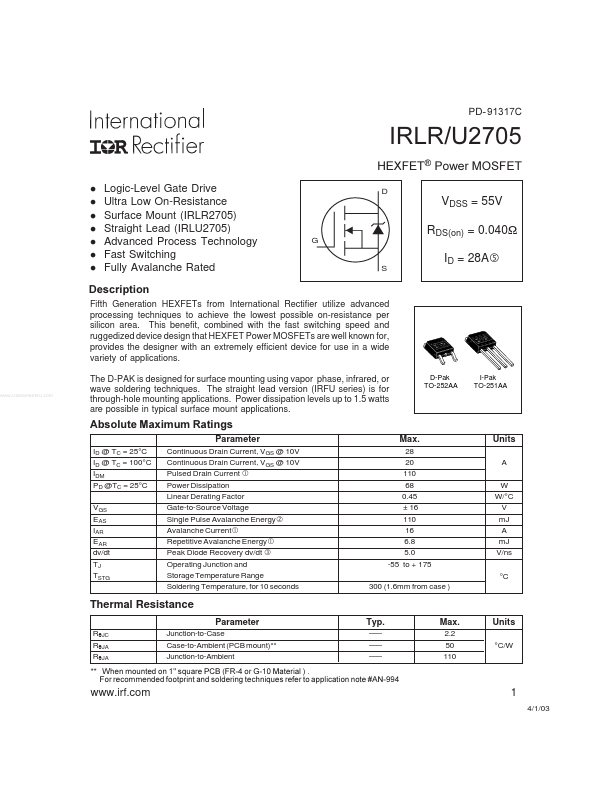 IRLU2705 International Rectifier