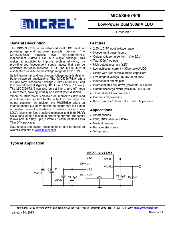 MIC5396 Micrel Semiconductor