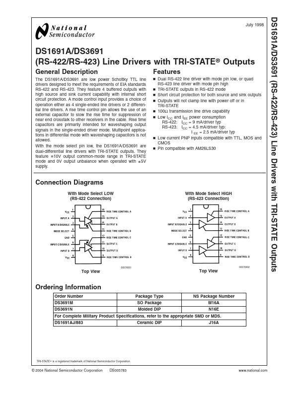 DS1691A National Semiconductor