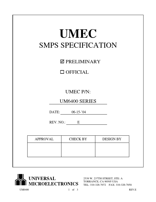 UM6425 Universal Microelectronic