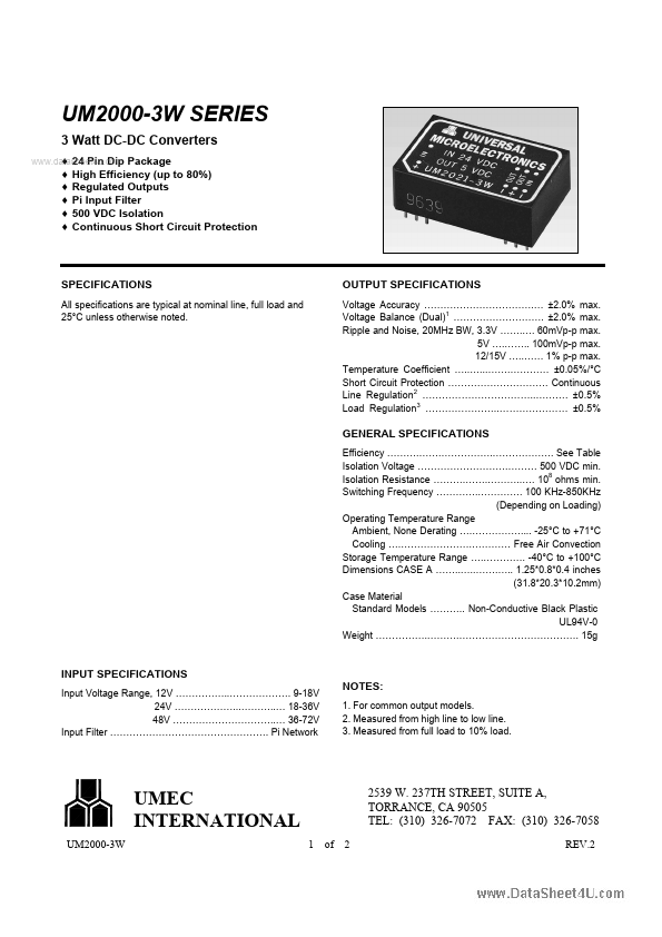 UM2039-3W Universal Microelectronics