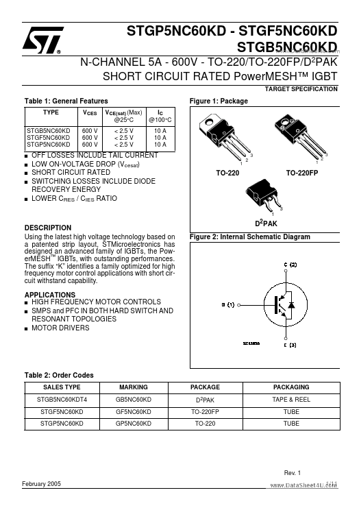 <?=STGP5NC60KD?> डेटा पत्रक पीडीएफ