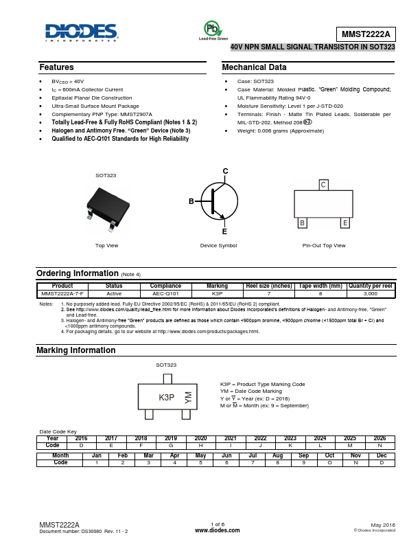 MMST2222A Diodes Incorporated