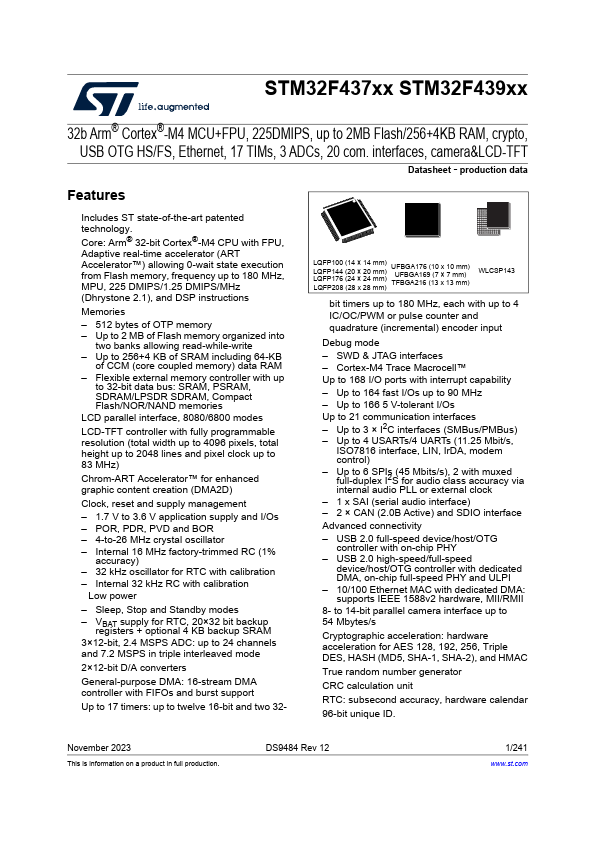 <?=STM32F437IG?> डेटा पत्रक पीडीएफ