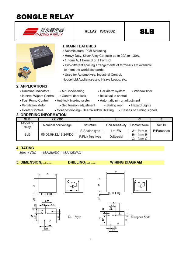 SLB-24VDC Datasheet, Relay.