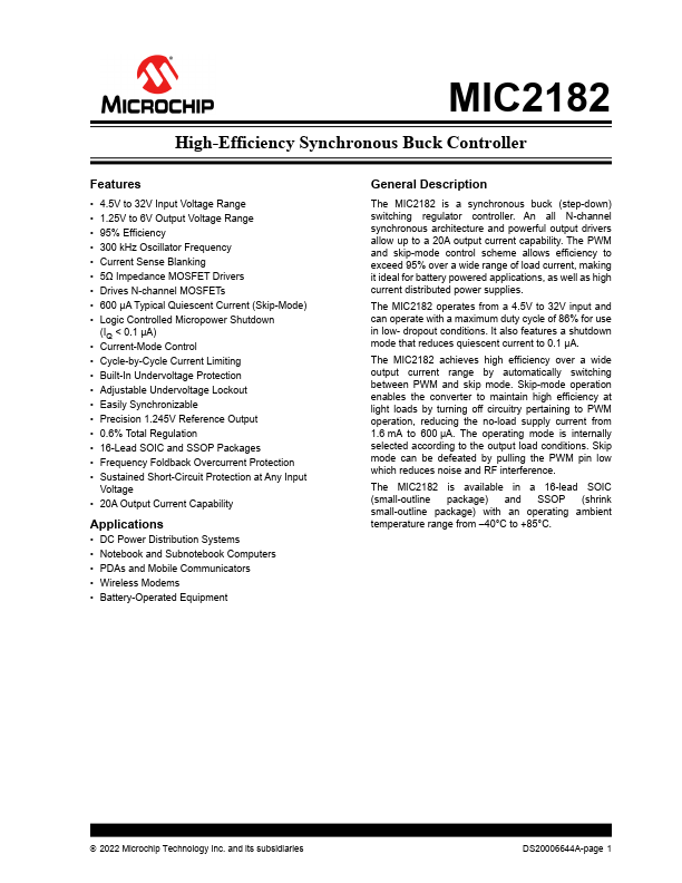 MIC2182 Microchip