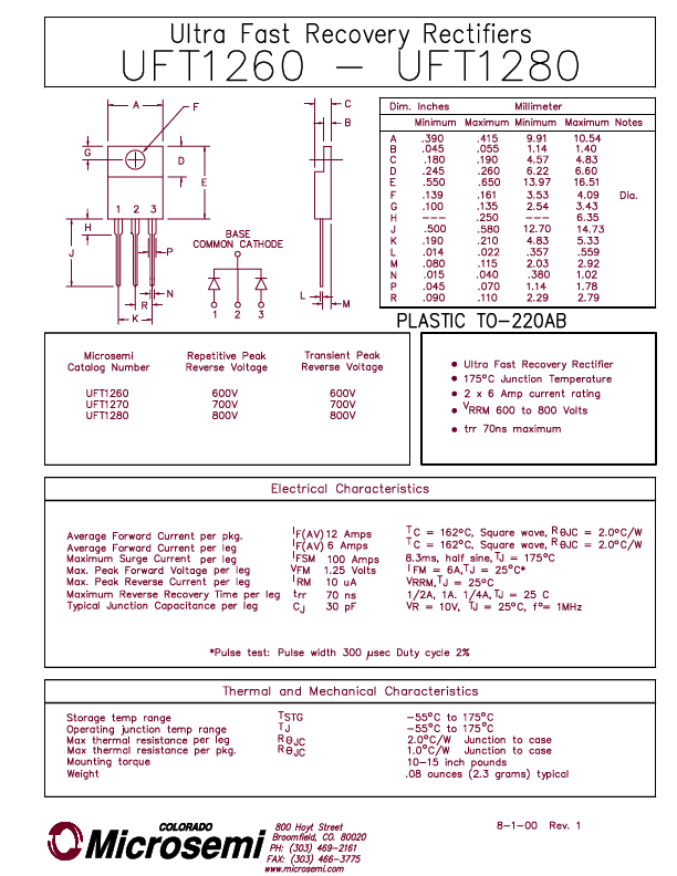 UFT1260 Microsemi Corporation