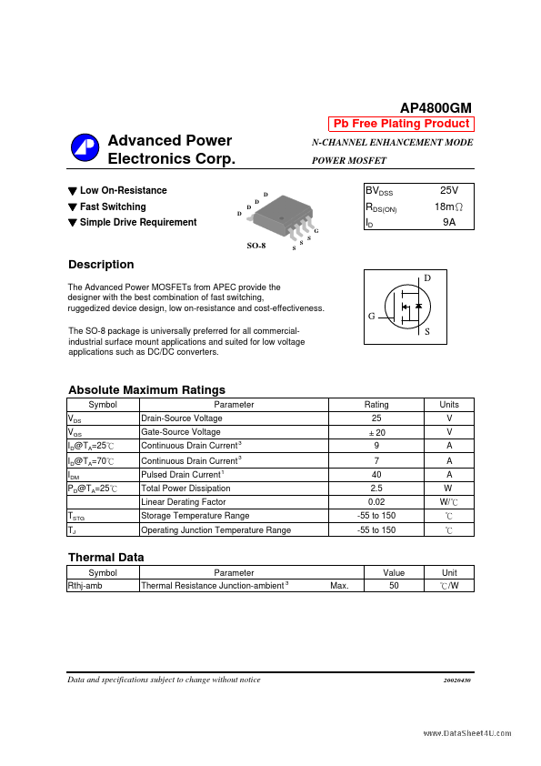 <?=AP4800GM?> डेटा पत्रक पीडीएफ