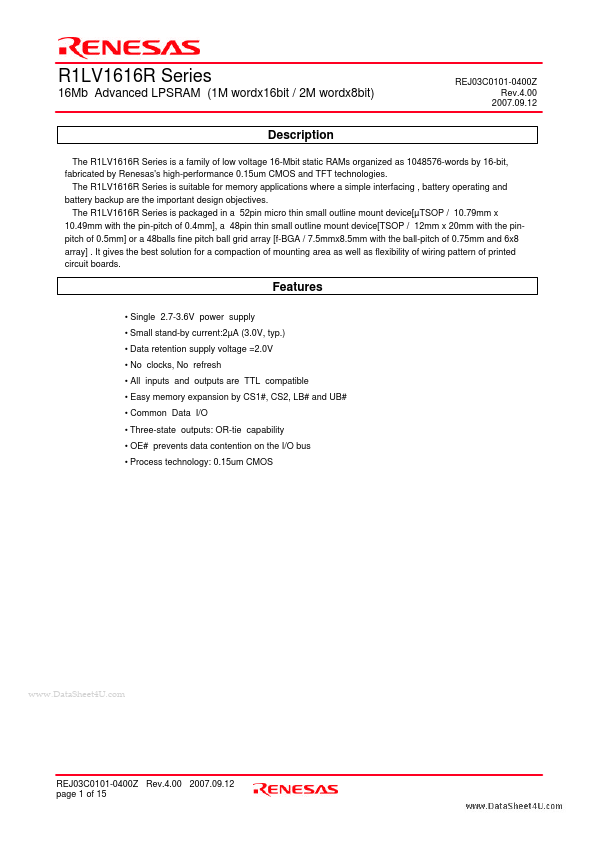 <?=R1LV1616RSD-7S?> डेटा पत्रक पीडीएफ