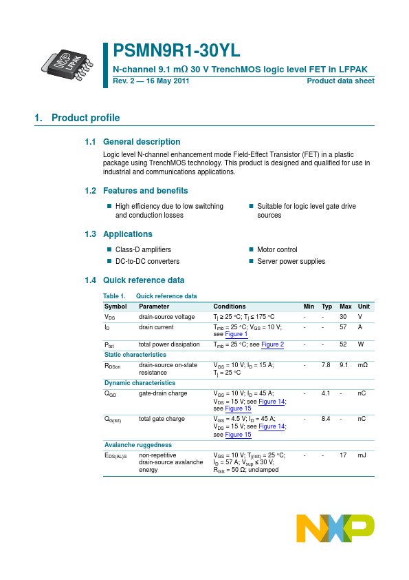 PSMN9R1-30YL