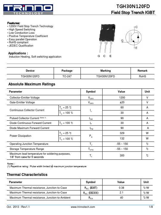 <?=TGH30N120FD?> डेटा पत्रक पीडीएफ