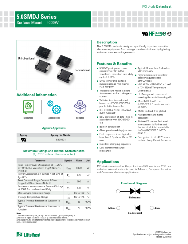 5.0SMDJ16A Littelfuse