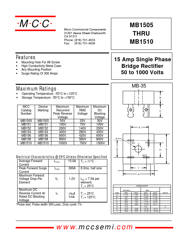 MB1505 Micro Commercial Components