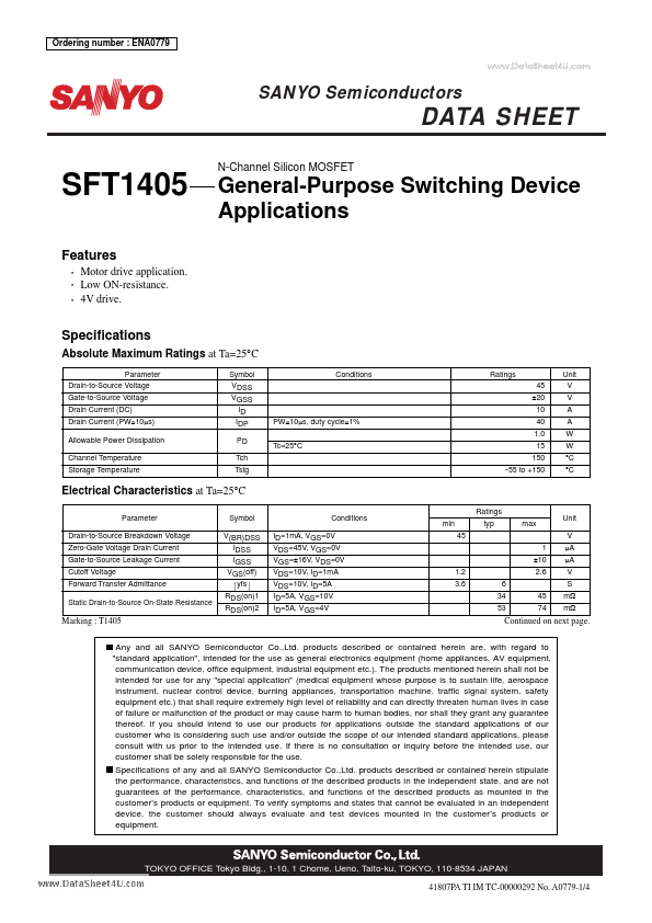 SFT1405 Sanyo Semicon Device