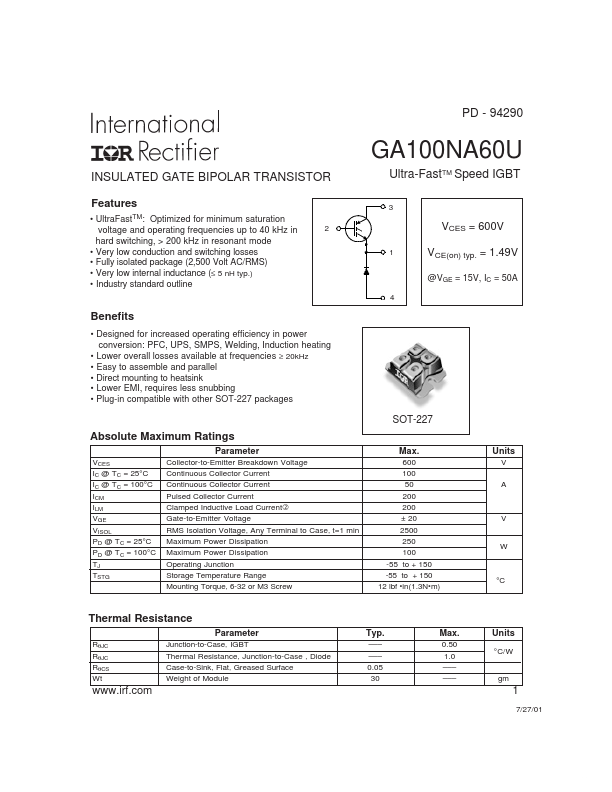 GA100NA60U International Rectifier