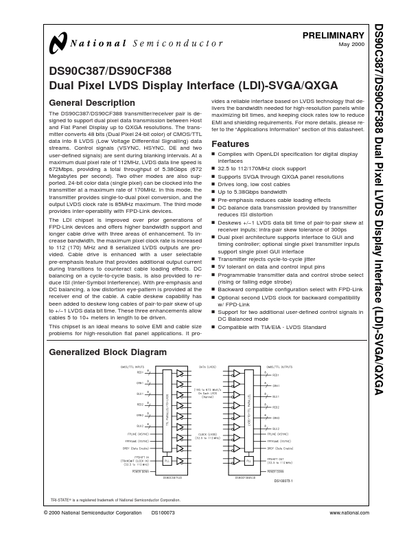 DS90CF388 National Semiconductor